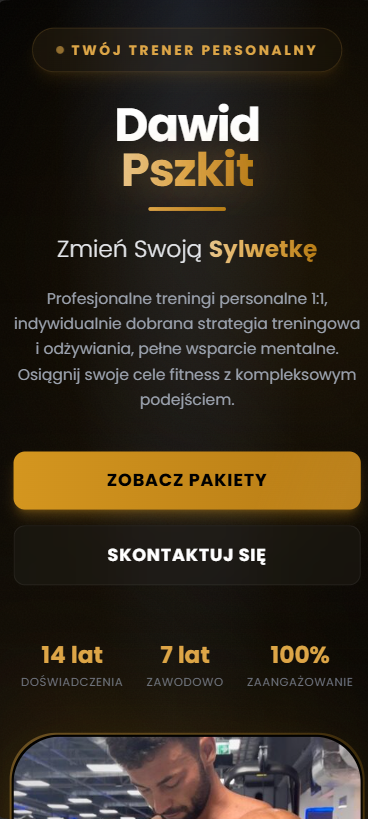 Trener Dawid Pszkit - widok mobilny