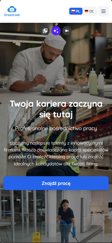 DreamJob - widok mobilny