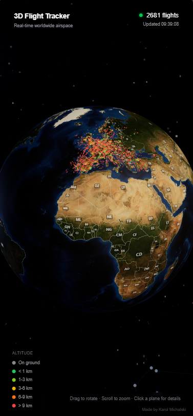 FlyRadar - widok mobilny