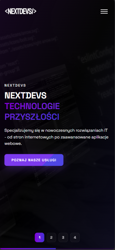 NextDevsIt - widok mobilny